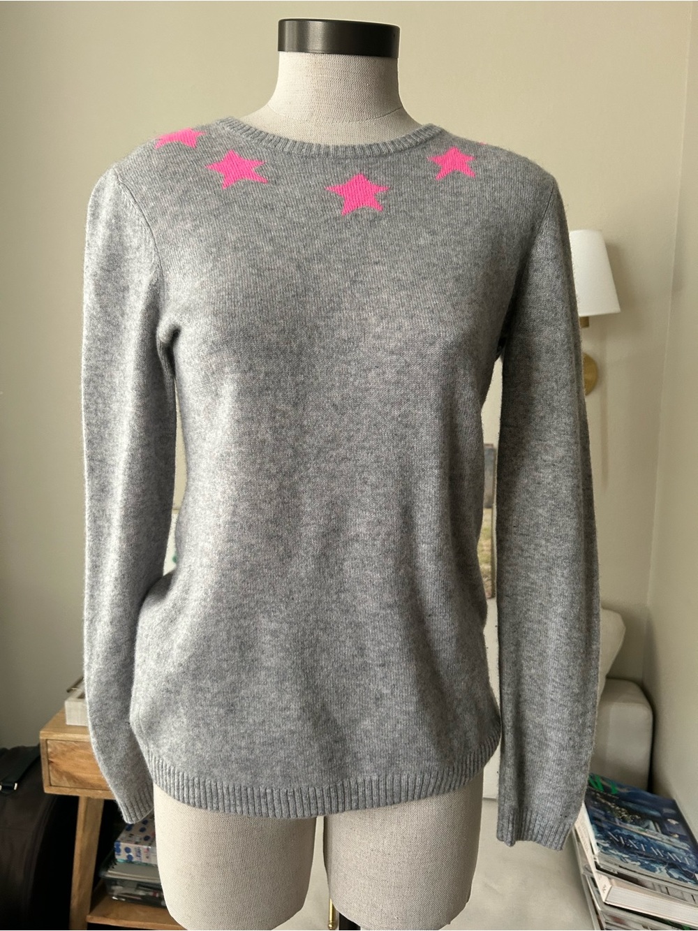 Aqua Girls Stars Cashmere Gray Sweater